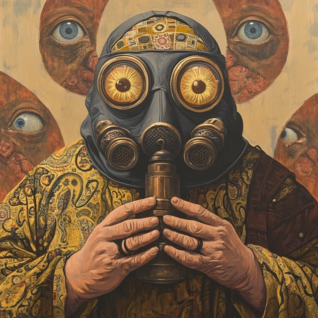 Spiritual Figure with Gas Mask and Wise Eyes