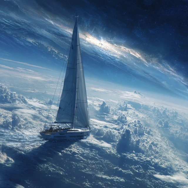 Fantasy Yacht Sailing Through Space