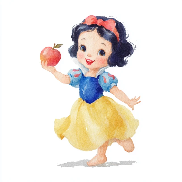 Snow White Watercolor Illustration Toddler Disney