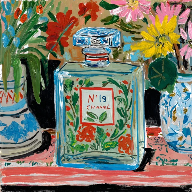 Chanel No19 Perfume Bottle Art Illustration