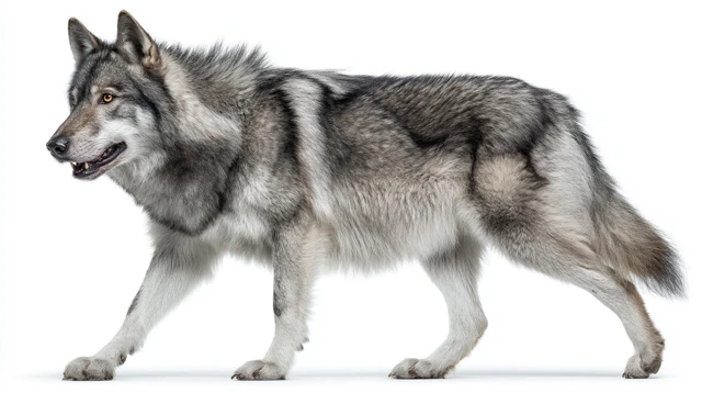 Majestic Wolfdog Silver Gray Fur Studio Photo