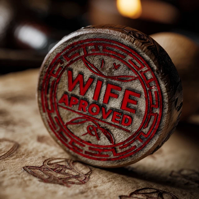 WIFE APPROVED Rubber Stamp Vintage Style Design