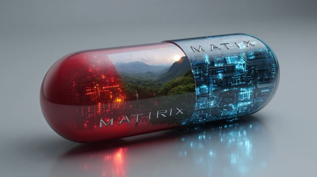 Matrix Pill Design Digital Nature and AI Inside