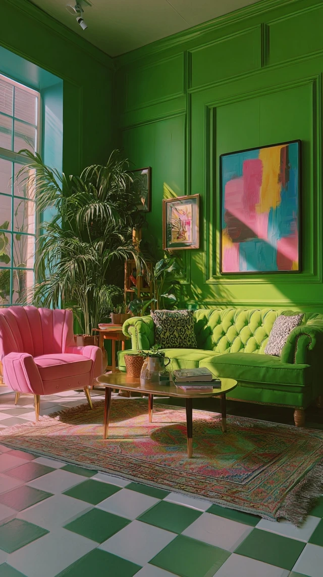 Vibrant Living Room Greenscreen Overlay For TikTok