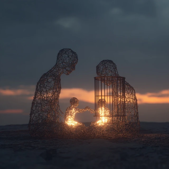 Emotional Wireframe Art Sunset Longing
