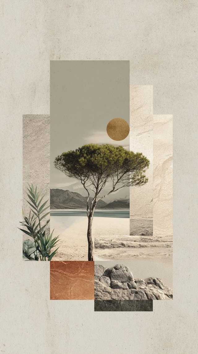 Summer Nature Collage Minimalist Art Illustration