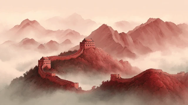 Chinese Ink Wash Landscape Painting Ethereal Mountains