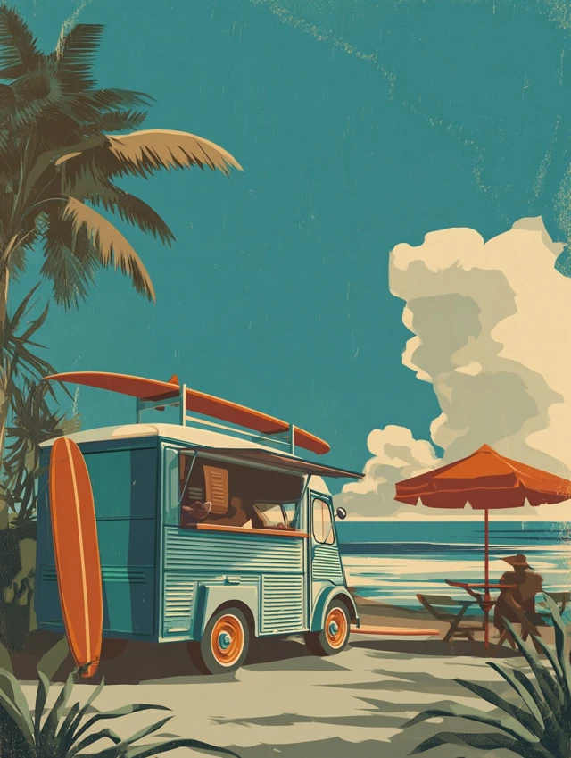 Vintage Beach Food Truck Poster Perdido Key Florida