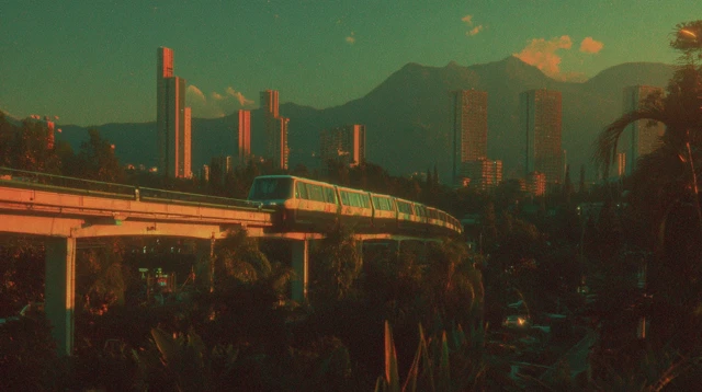 Retro Future Cityscape Vaporwave Highspeed Rail