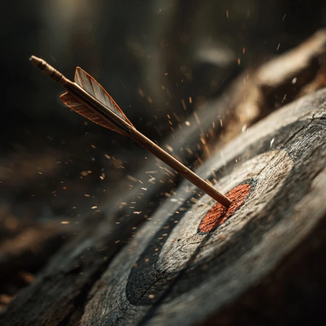 Perfect Bullseye Shot Arrow Hits Target