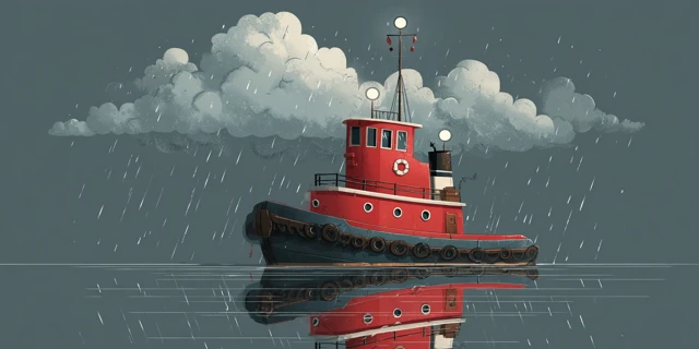 Cute Cartoon Tugboat Illustration