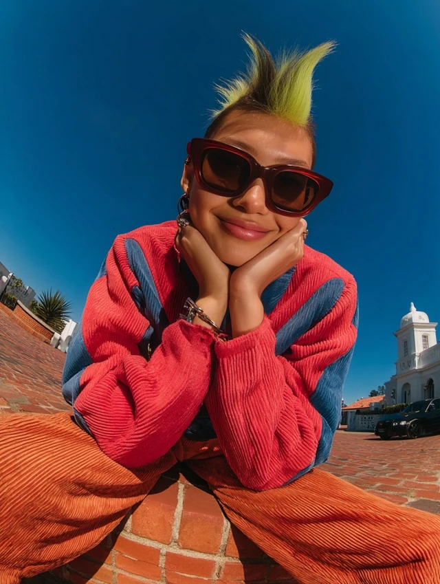 Australian Woman with Neon Mohawk Street Style Photo