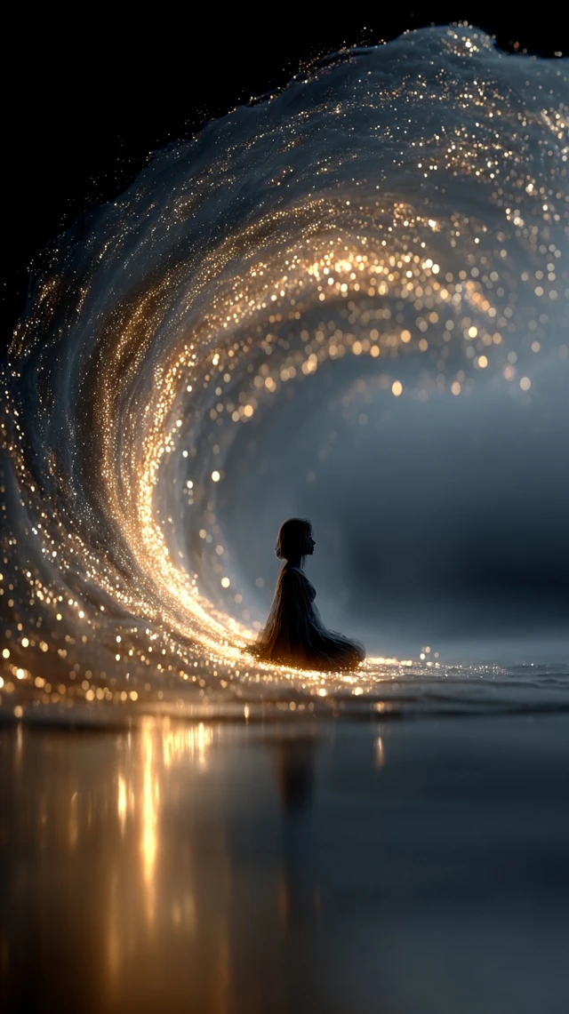 Serene Figure and Golden Light A Peaceful Scene