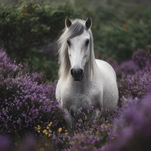 White Horse in Purple Flowers Majestic Photo