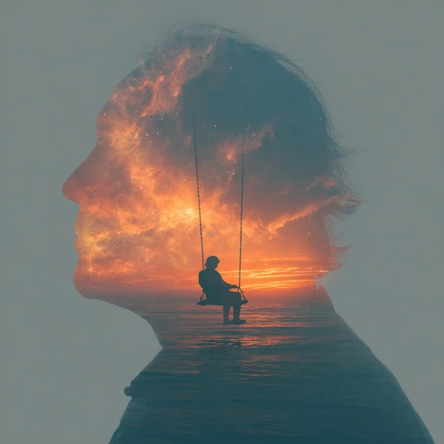 Double Exposure Photography of Loneliness and Contemplation