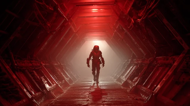 Predator in SciFi Corridor Dramatic Scene