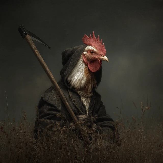 Chicken Grim Reaper - Unique Fantasy Art