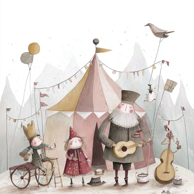 Circus Carnies Illustration Vintage Style