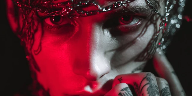 Dark Portrait with Red Light and Chains