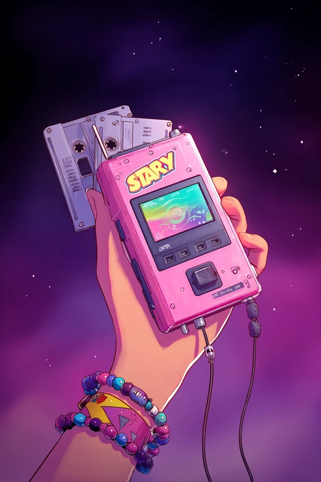 Pink Walkman Illustration