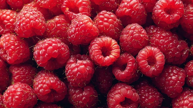 Fresh Ripe Raspberries Close Up Texture