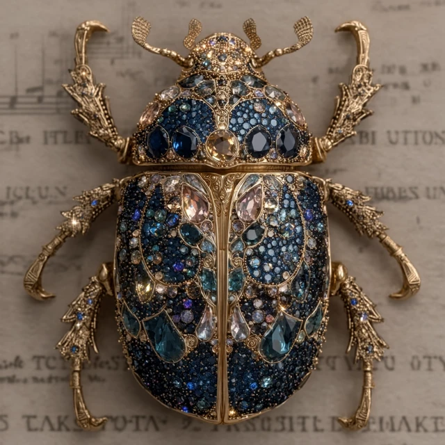 Mystical Golden Scarab Beetle Dark Fantasy