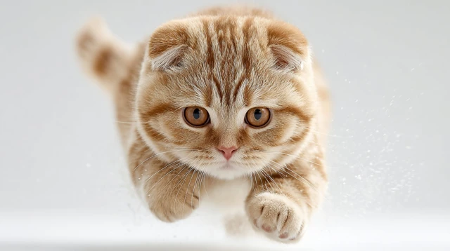 Scottish Fold Cat in Action Playful Photo
