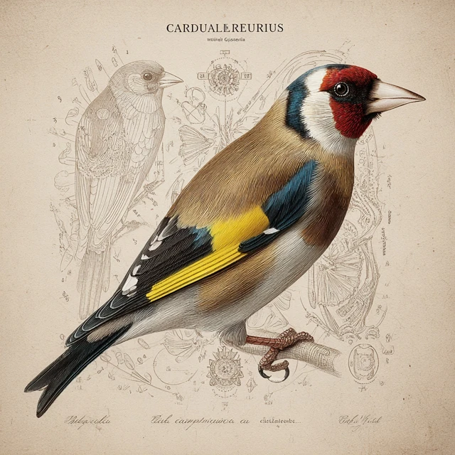 European Goldfinch Scientific Illustration