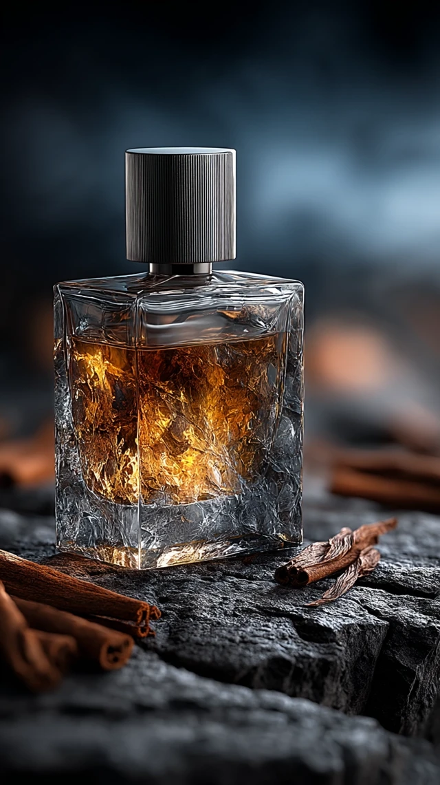 Luxury Mens Perfume Amber Glass Matte Black Cap