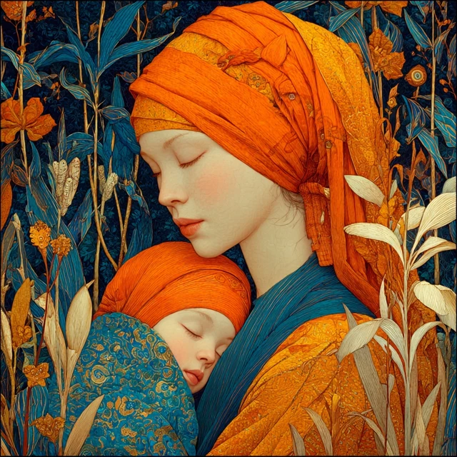 Mother and Child in Andrey Remnev Style