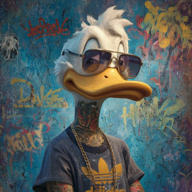 Donald Duck in Adidas Street Art Style