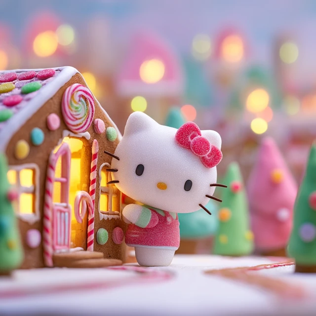 Hello Kitty in a Gingerbread Wonderland