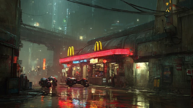 Cyberpunk City Street Scene WLOP Art