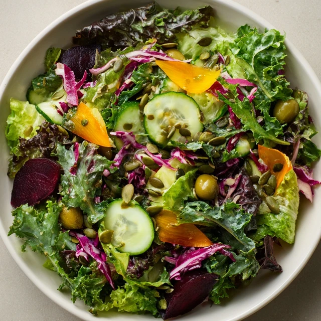 Healthy Salad Bowl with Fresh Vegetables and Greens
