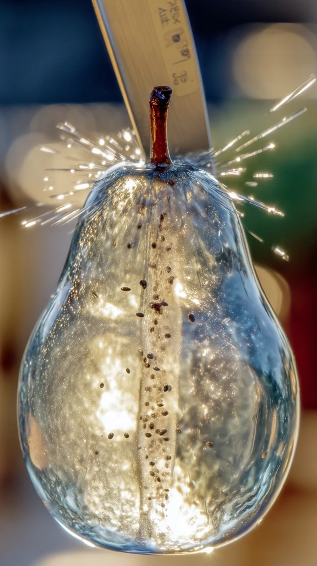 Glass Pear Sliced Dramatic High Resolution Image