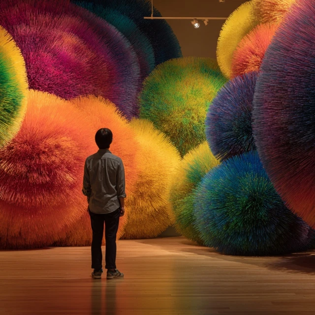 Modern Art Gallery Artist and Koosh Ball Installation