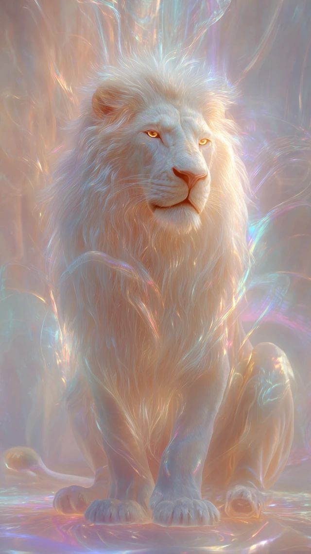 Mystical Lion Art Glowing Aura Sacred Divine