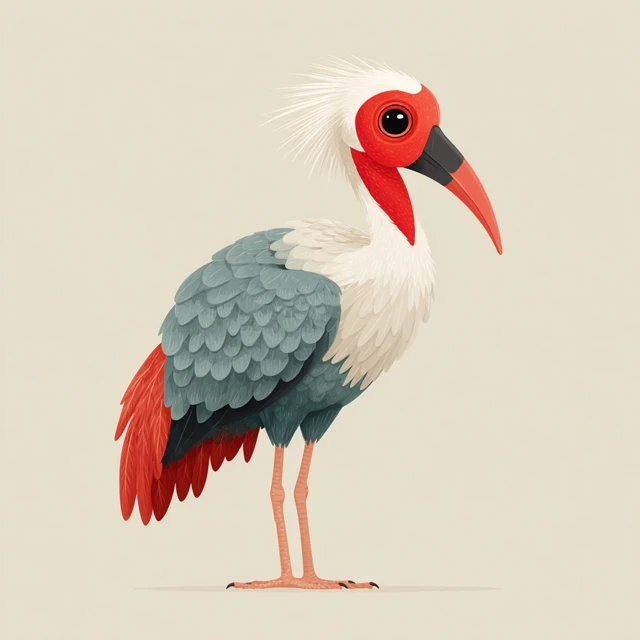 Cute Cartoon Crested Ibis Bird Illustration