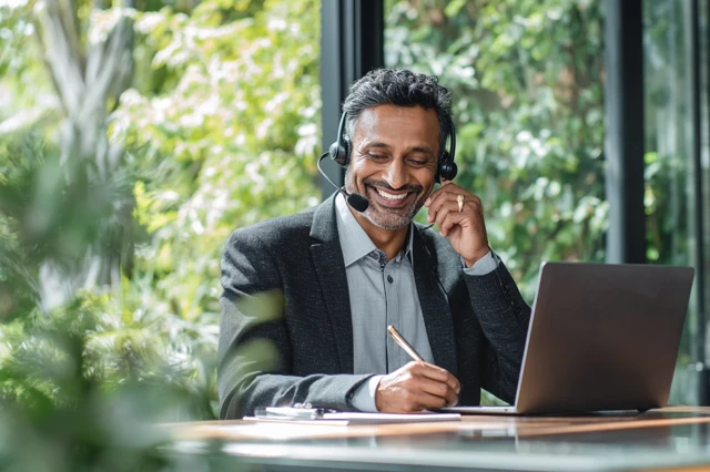 Indian Businessman in a Video Call Office Setting