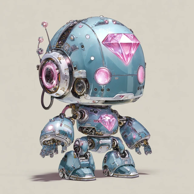 Cute Diamond Robot Manga Character