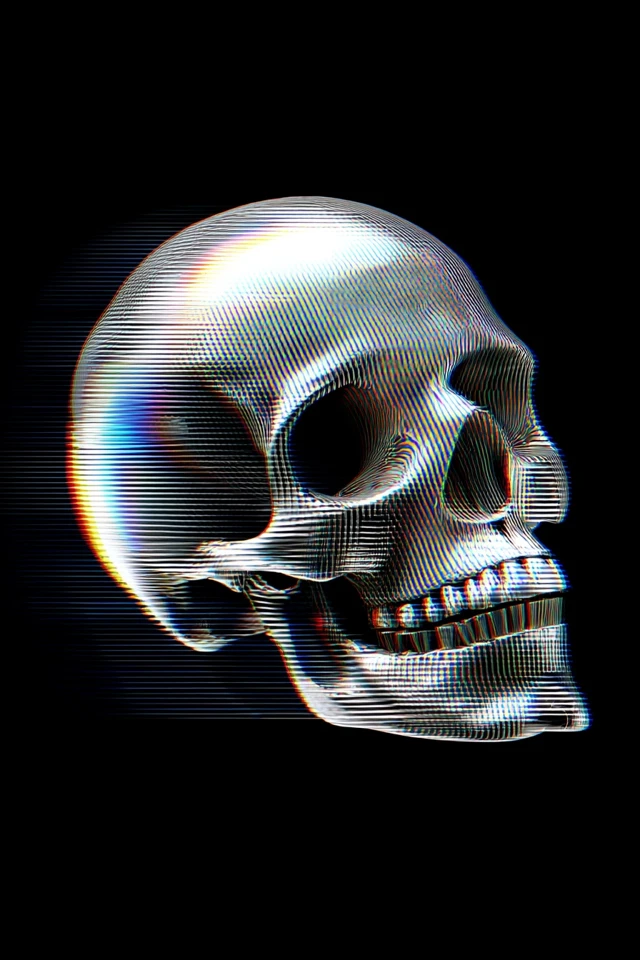 Holographic Skull Glitch Art