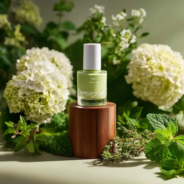 Nail Polish Product Photography with Flowers Herbs