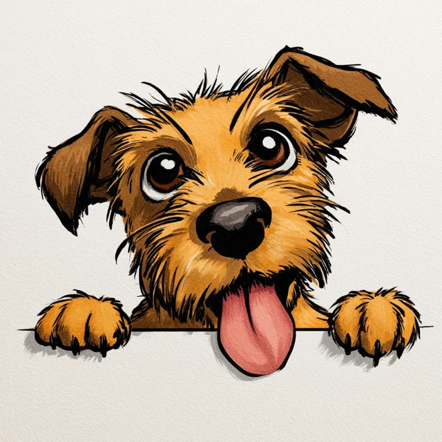 Cartoon Patterdale Terrier Dog Illustration