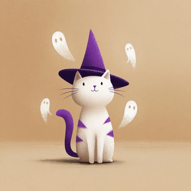 Halloween Witch Cat Illustration