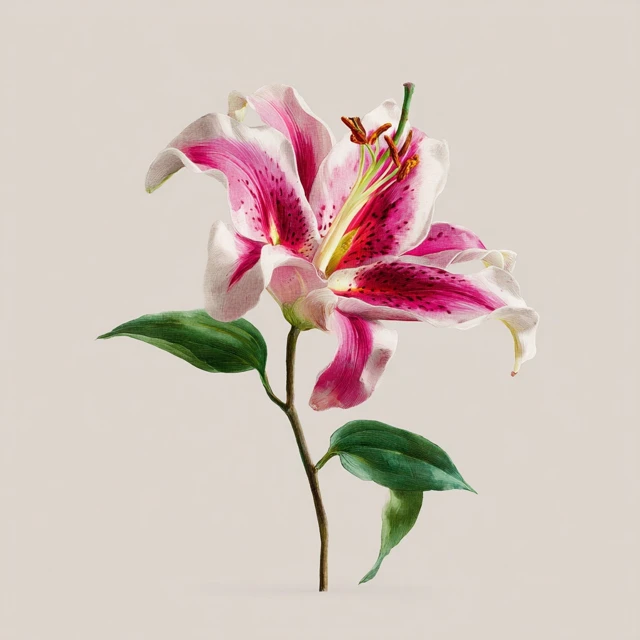 Blooming Lily Flower Botanical Illustration