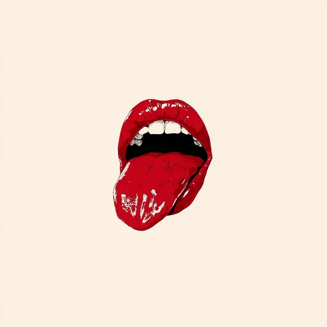 Cute Red Lips with Tongue Vector Art