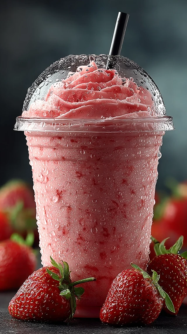 Refreshing Strawberry Milkshake Closeup