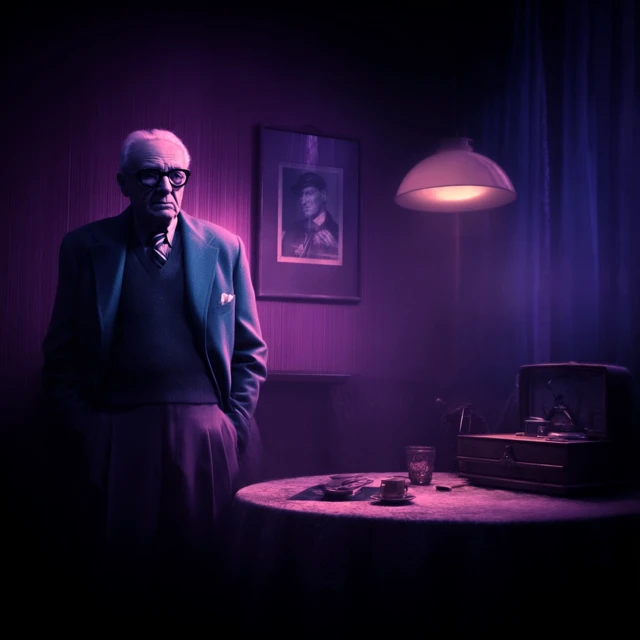 Senior Man Portrait in Dim Room