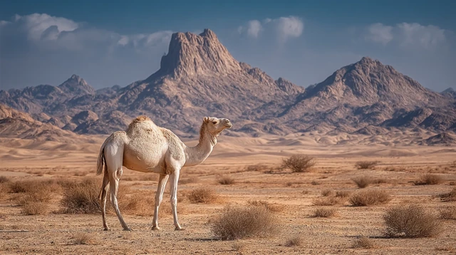 Camel in Saudi Arabia Desert Landscape