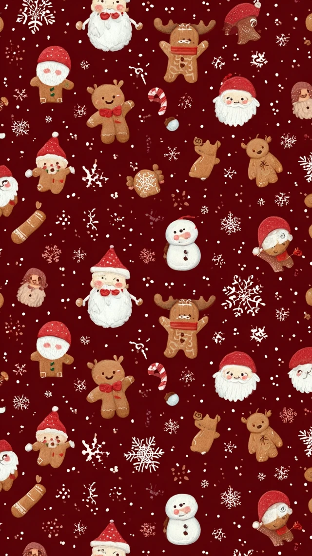 Christmas Pattern Santa Reindeer Gingerbread Cookies